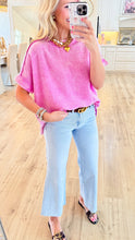 Bright Mauve Acid Washed Gauze Top
