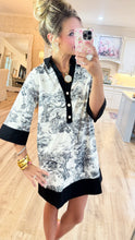 Black Toile 3/4 Sleeve Dress