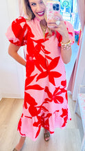 Pink and Red Botanical Eyelet Maxi Dress