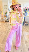 Pastel Geometric Pattern Bow Blouse