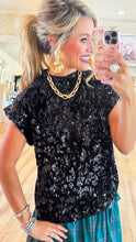 THML Black Sequin Short Sleeve Top
