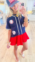 Navy Sequin Baseball Top
