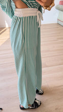 Kelly Green Stripe V-Neck Pant Set