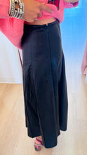 Black Pleated Leather Skirt