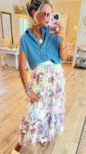 Ivory Floral Tiered Tulle Maxi Skirt