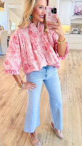 Pink Multi Floral Yoke Blouse