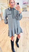 Black Gingham Scallop Trim Mini Dress