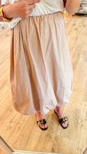 Taupe High Waisted Bubble Midi Skirt