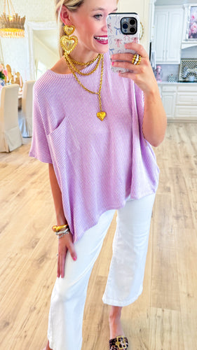 Bright Lavender Corded Rib Oversized Top