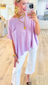 Bright Lavender Corded Rib Oversized Top