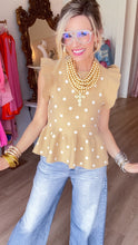 Taupe and White Polka Dot Knit Top