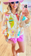 Queen of Sparkles Striped Button Up Multi Shell Top