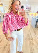 Pink Gingham Poplin Top