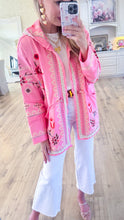 Deal of the Day Pink Embroidered Open Cardigan
