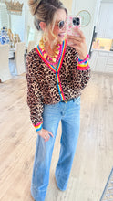 Leopard Contrast Stripe Cardigan