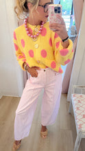 Off White and Light Pink Stripe Twill Denim Pants