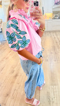 THML Pink Embroidered Puff Sleeve Top