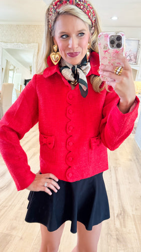 Red Scallop Tweed Jacket