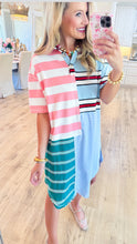 Multi Color Mix Stripe Pullover Dress