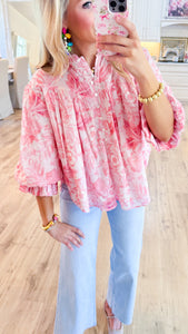 Pink Multi Floral Yoke Blouse