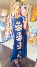 Navy Applique Midi Dress