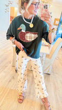 Beige Mallard Duck Ruffle Hem Pants
