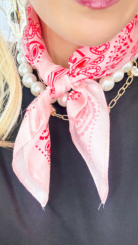 Red and Pink Printed Scarf