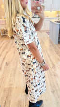 Cream Horse Print Midi Dress