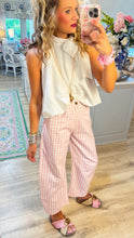 Light Pink Gingham Twill Barrel Pants