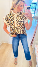 Satin Leopard Ruffle Detail Top