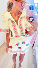 Cream and Floral Embroidered Skort Set