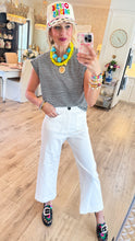 Black and White Stripe Cropped Tee