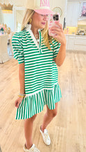 Kelly Green Striped Collard Dress