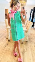 Green Gingham Contrast Trim Dress