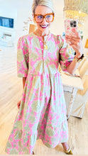 Green and Pink Garden District Dress