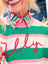 Pink Green Red Striped Jeweled Collar
