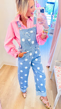 Light Denim Polka Dot Cuffed Overalls