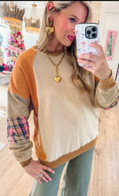 Coconut Carmel Color Block Terry Knit Pullover