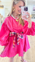 Hot Pink Contrast Piping Fit and Flare Dress