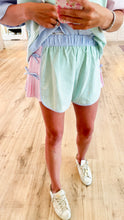 Pink Green and Blue Mix Stripe Short Set
