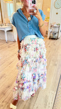 Ivory Floral Tiered Tulle Maxi Skirt