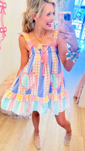 Pastel Patchwork Ruffle Hem Mini Dress