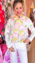 Pastel Geometric Pattern Bow Blouse