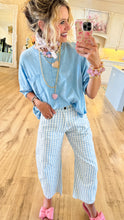 Light Blue Raw Hem Cropped Top