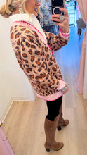 Camel Animal Print Scallop Edge Cardigan
