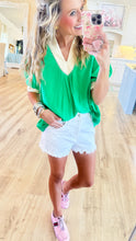 DEAL OF THE DAY Island Green Contrast Trim Top