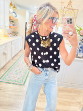 Black and White Polka Dot Sleeveless Cardigan