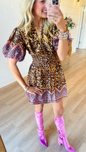 Brown Leopard Multi Print Mini Dress