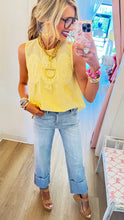 Yellow Lace Trimmed Sleeveless Top
