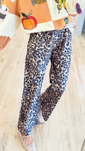 Brown Leopard Track Pants